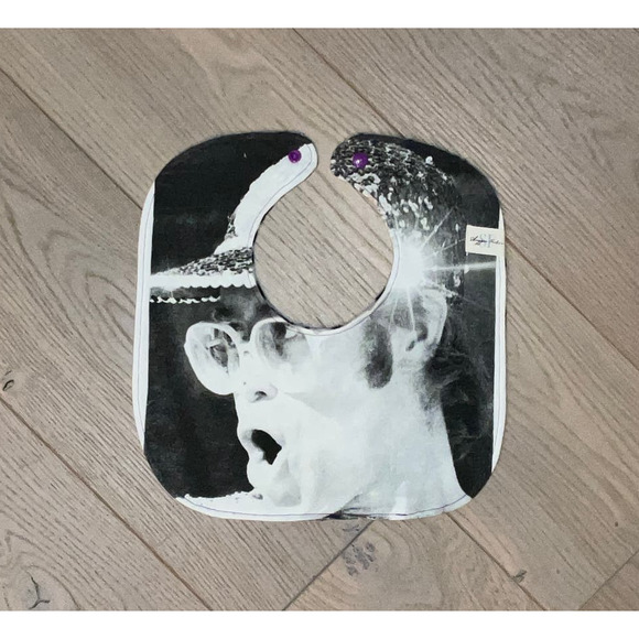 Elton John Baby Bib Music Bib Fleece Bib Upcycled Toddler Bib Upcycled Fashion - Picture 3 of 5